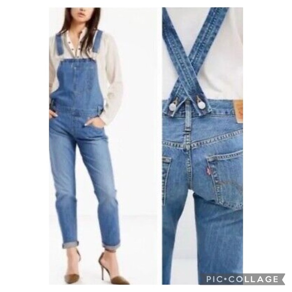 Levi’s Heritage Medium Wash Open Back Denim Overalls Size S - Picture 14 of 15